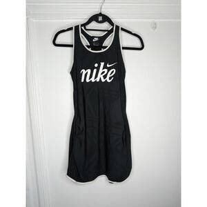 Nike Tank Dress Womens Large Black Geometric Racerback Logo Sleeveless Athletic